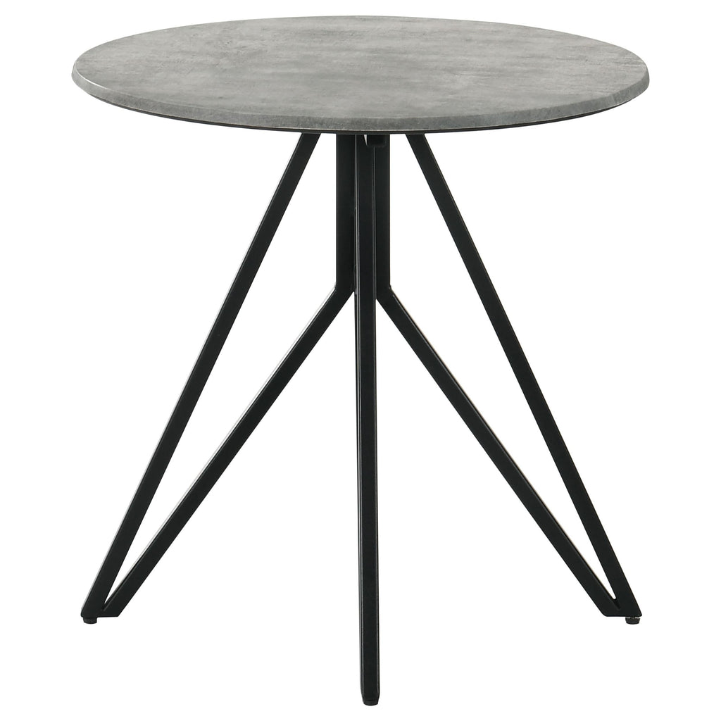 Hadi Round SmartTop Coffee Table Cement and Gunmetal