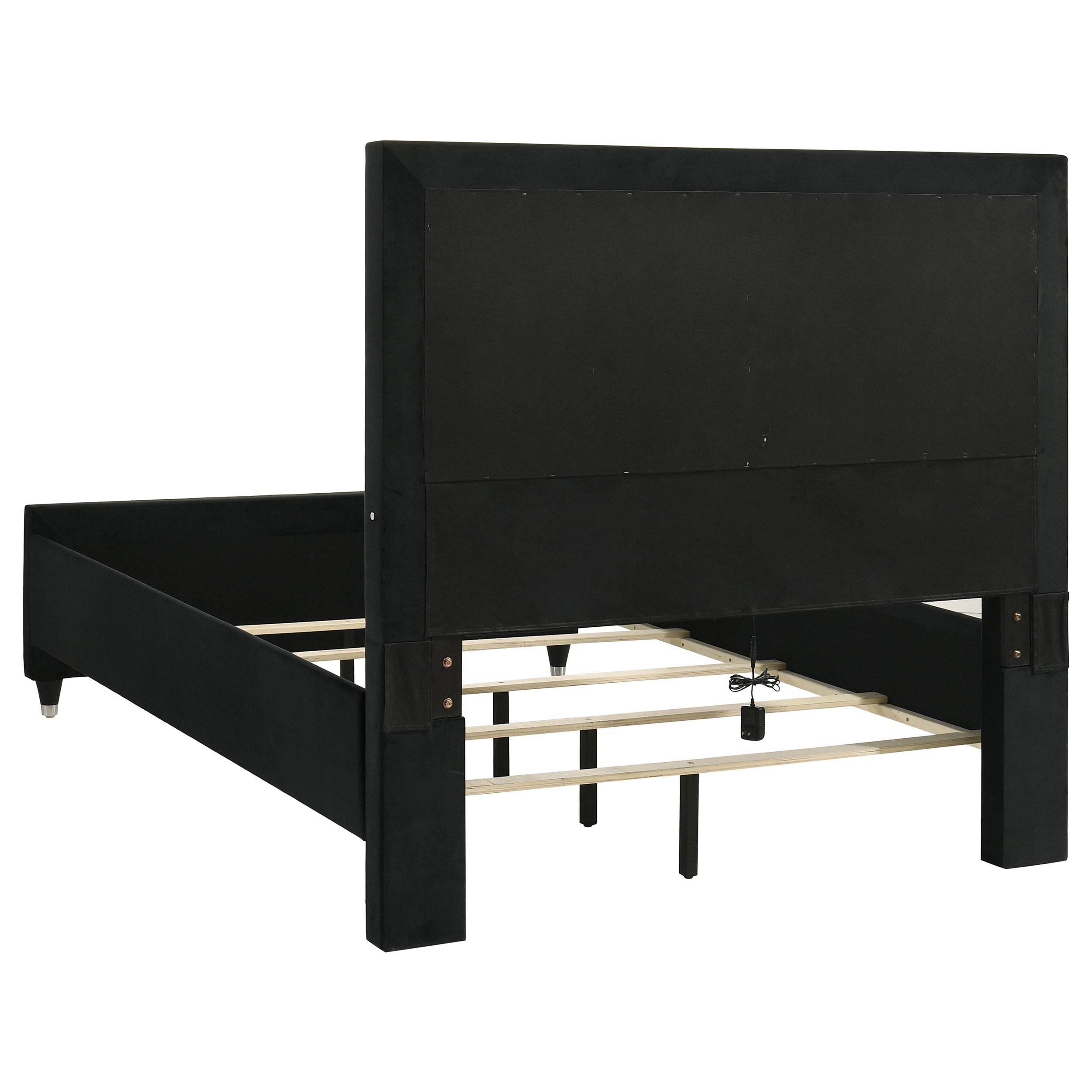 Ravenne 4-piece Velvet Upholstered Eastern King LED Bedroom Set Black