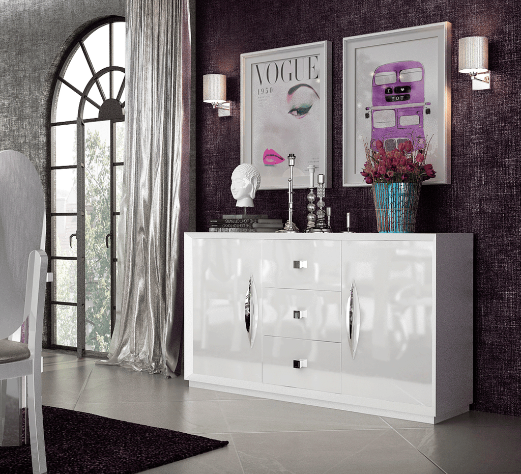 ESF Furniture - Carmen Dining Table 10 Piece Dining Room Set in White - CARMENTABLEWHITE-10SET
