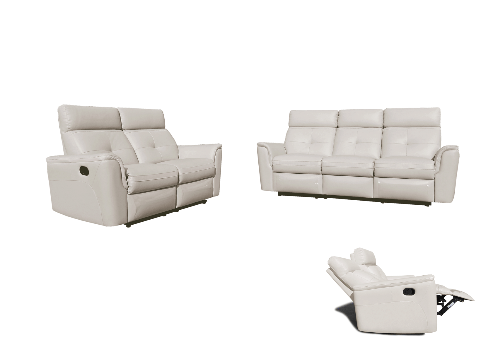 ESF Furniture - 8501 2 Piece w/Manual Recliner in White - 85012SNOWWHITE