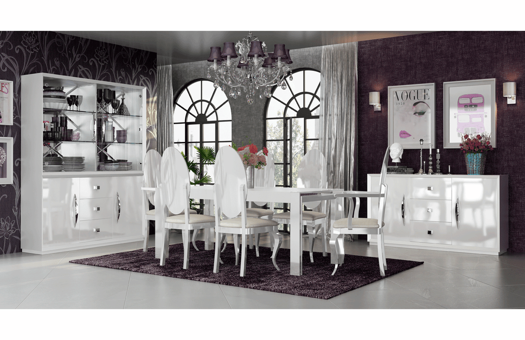ESF Furniture - Carmen Dining Table 12 Piece Dining Room Set in White - CARMENTABLEWHITE-12SET