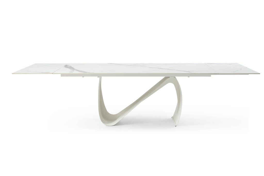 ESF Furniture - 9087 Dining Table White with 1218 swivel blue chair 7 Piece Dining Room Set - 9087TABLEWHITE-1218-7SET