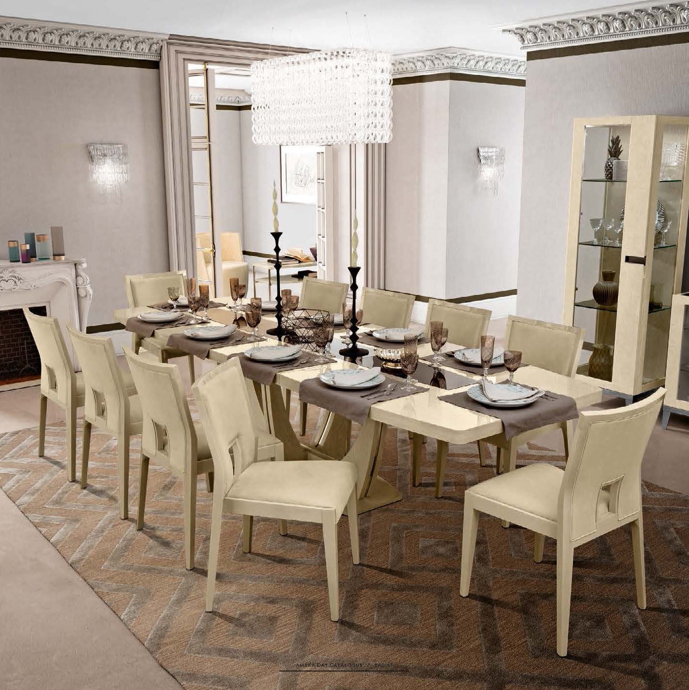 ESF Furniture - Ambra 12 Piece Dining Room Set w-1ext - AMBRATABLE-12SET