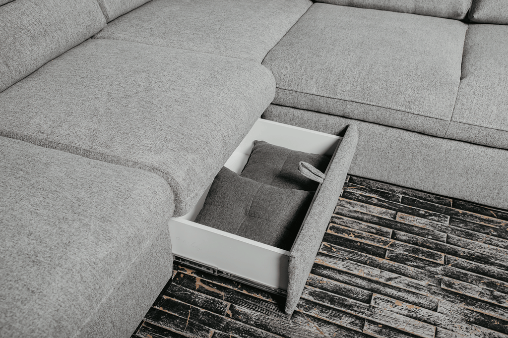 ESF Furniture - Oliver Sectional w/ Bed and Storage in Gray - OLIVERSECTIONALRIGHT