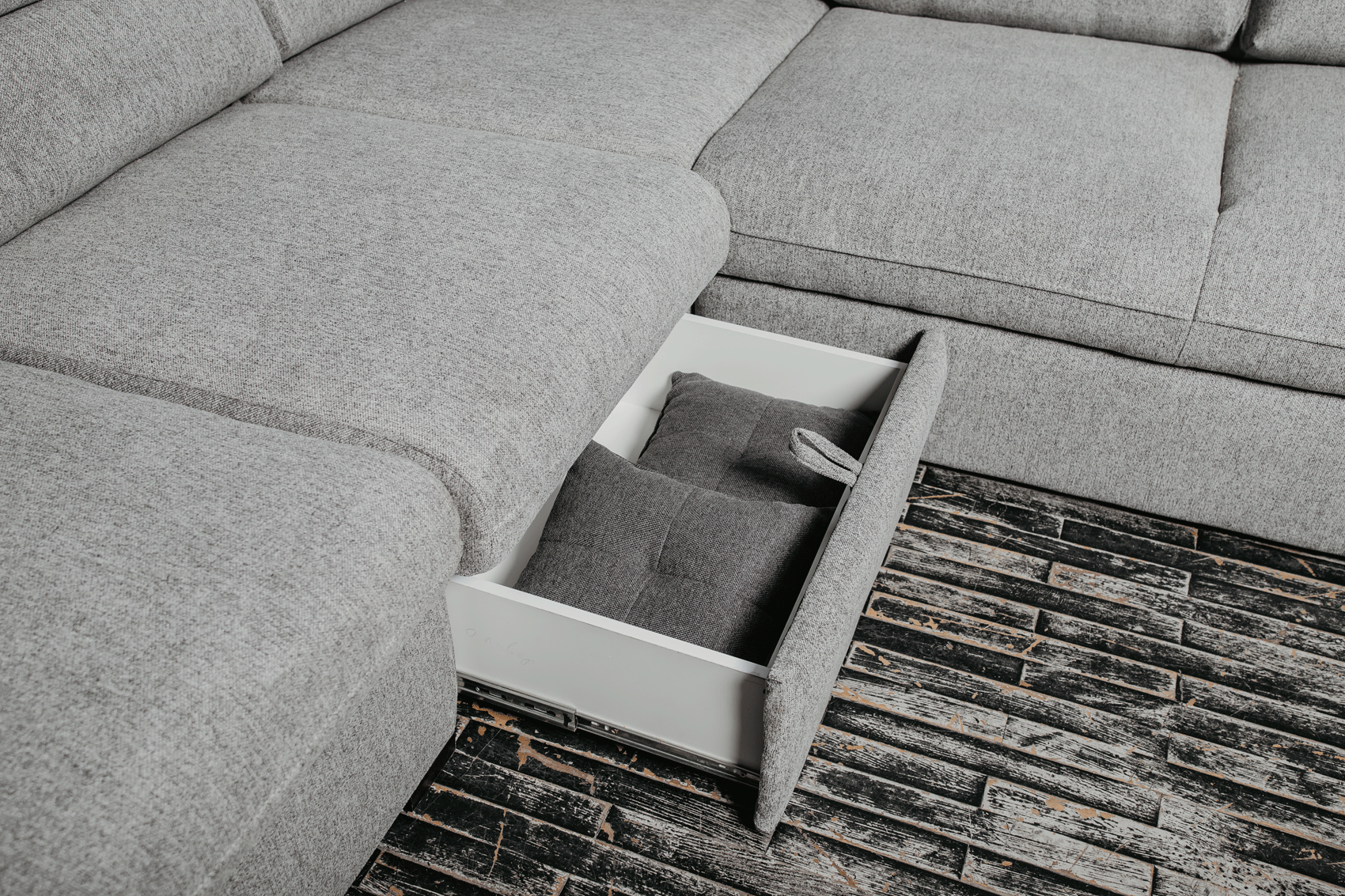 ESF Furniture - Oliver Sectional w/ Bed and Storage in Gray - OLIVERSECTIONALRIGHT