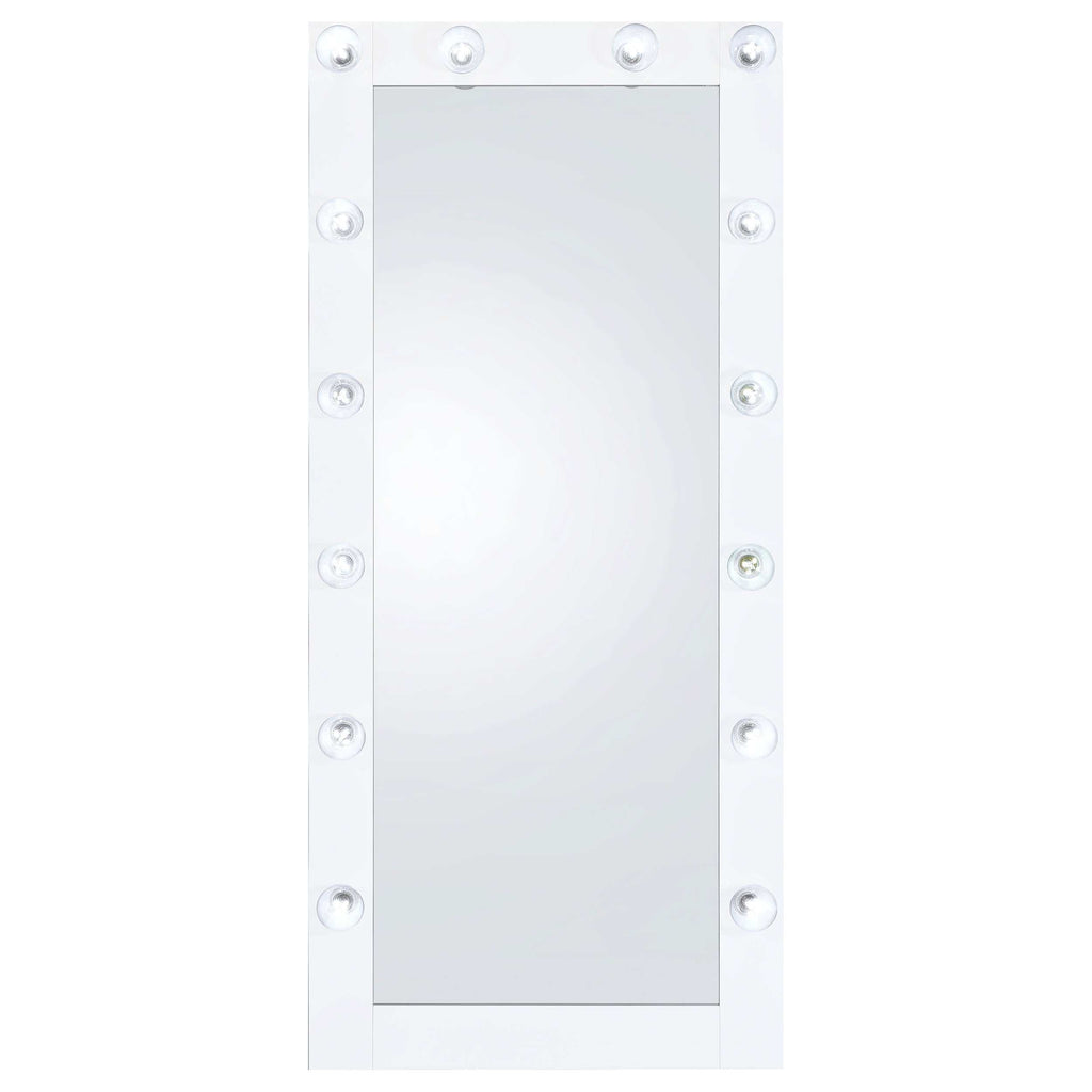 Zayan 32 x 71 Inch Floor Mirror LED Lighting Black Gloss