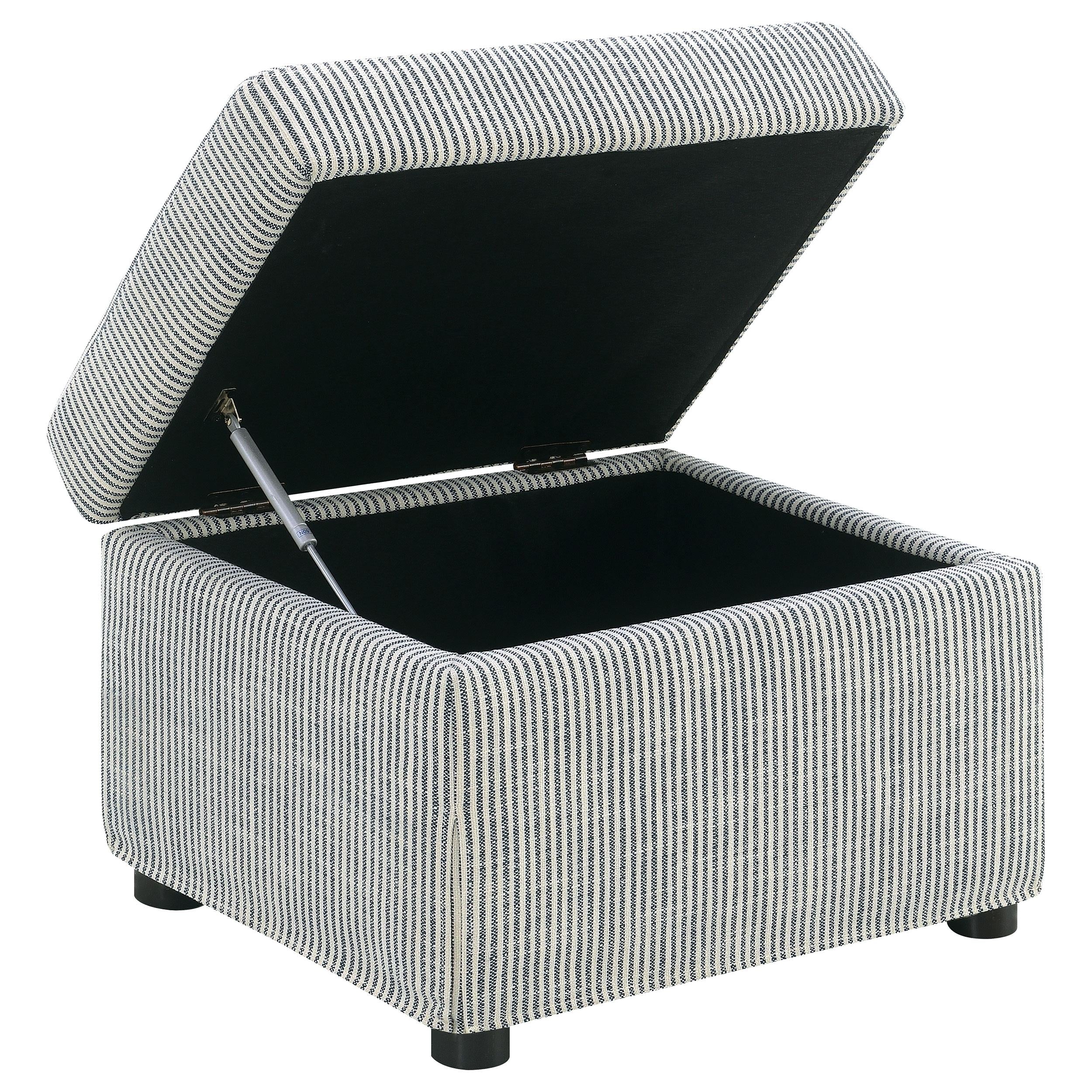 Winter Upholstered Hydraulic Lift Top Storage Ottoman Beige