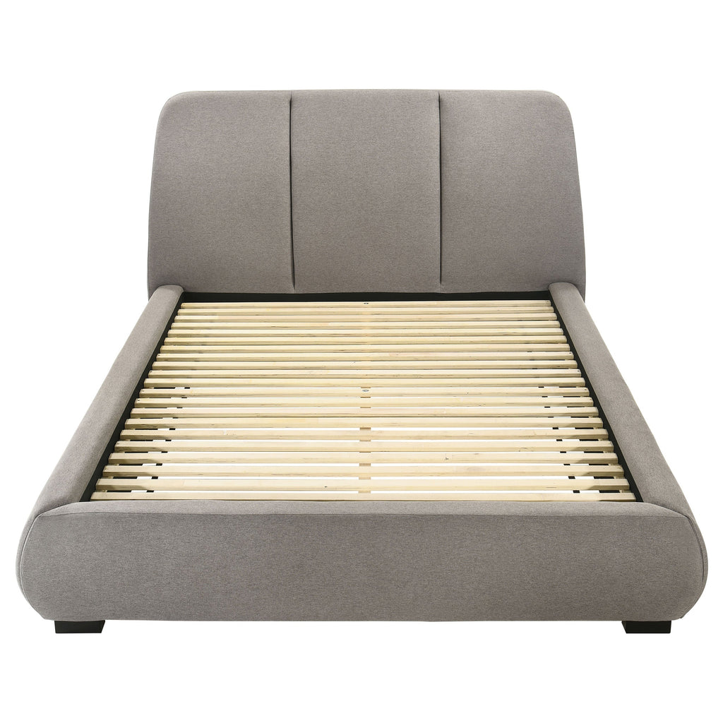 Mokena 46-inch Upholstered Eastern King Platform Bed Taupe