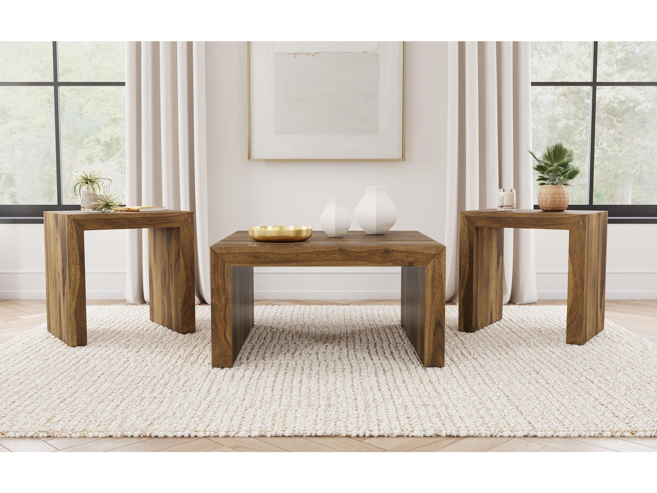 Odilia Square Solid Wood Coffee Table Auburn