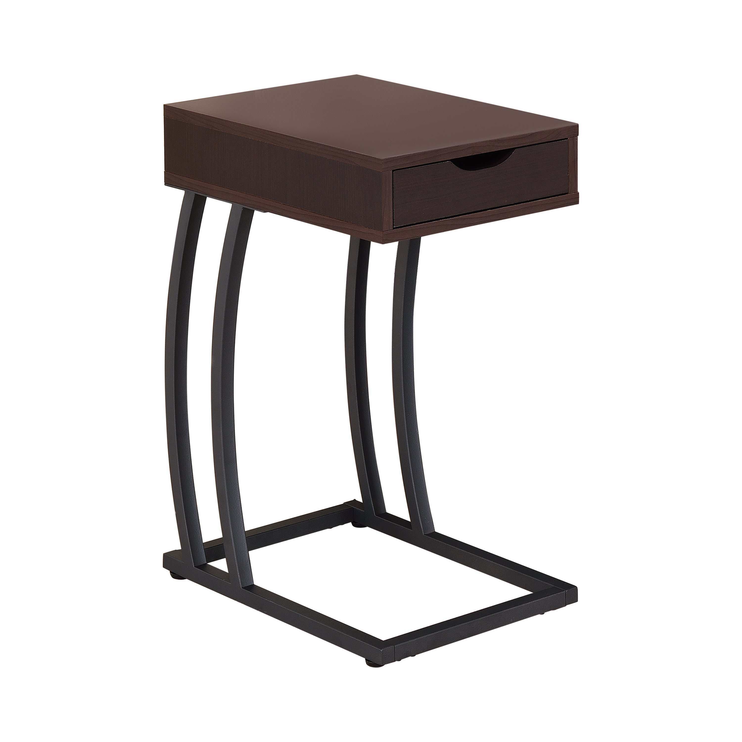 Troy 1-drawer C-Shaped Side Table Power Outlet Rustic Nutmeg