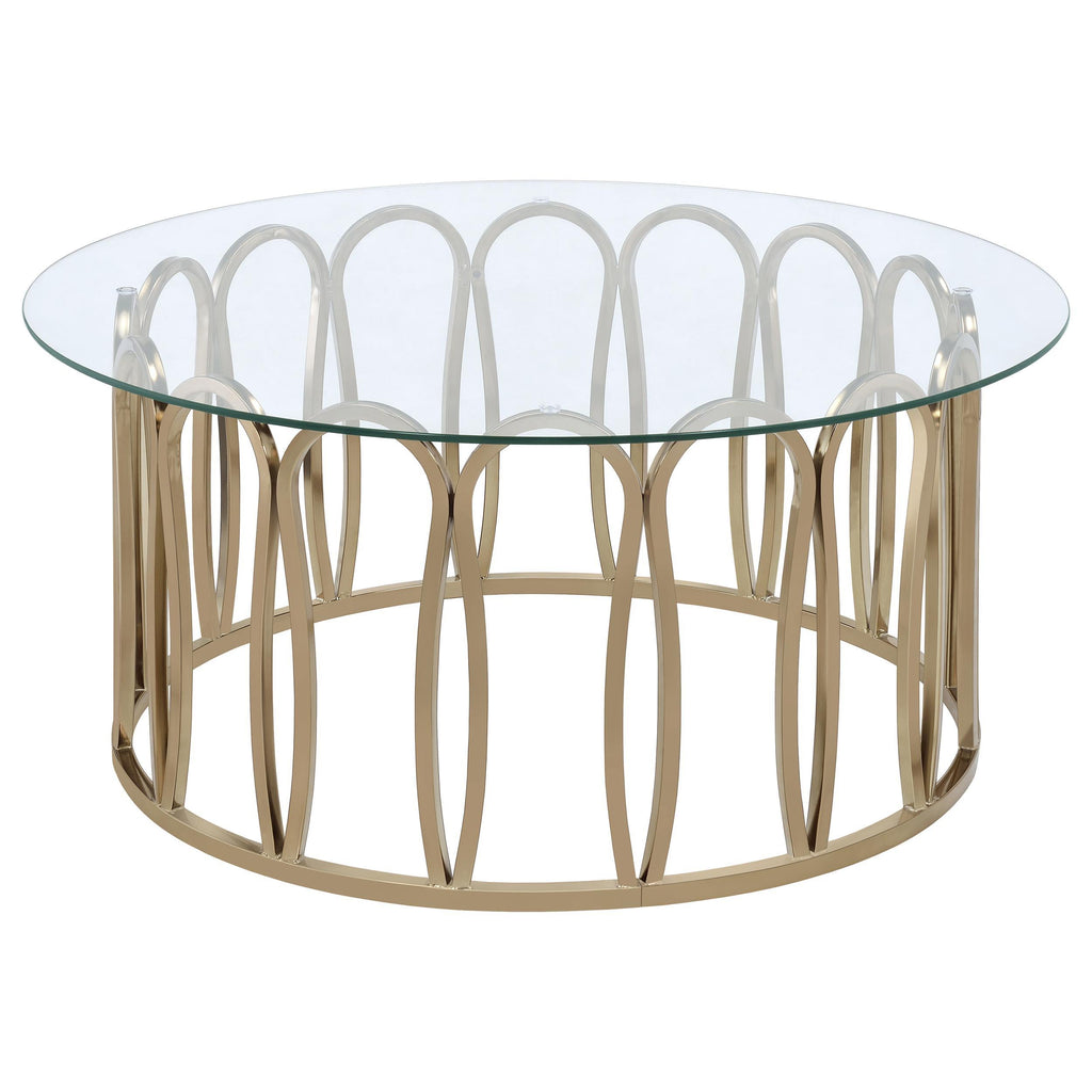 Monett Round Glass Top Coffee Table Chocolate Chrome