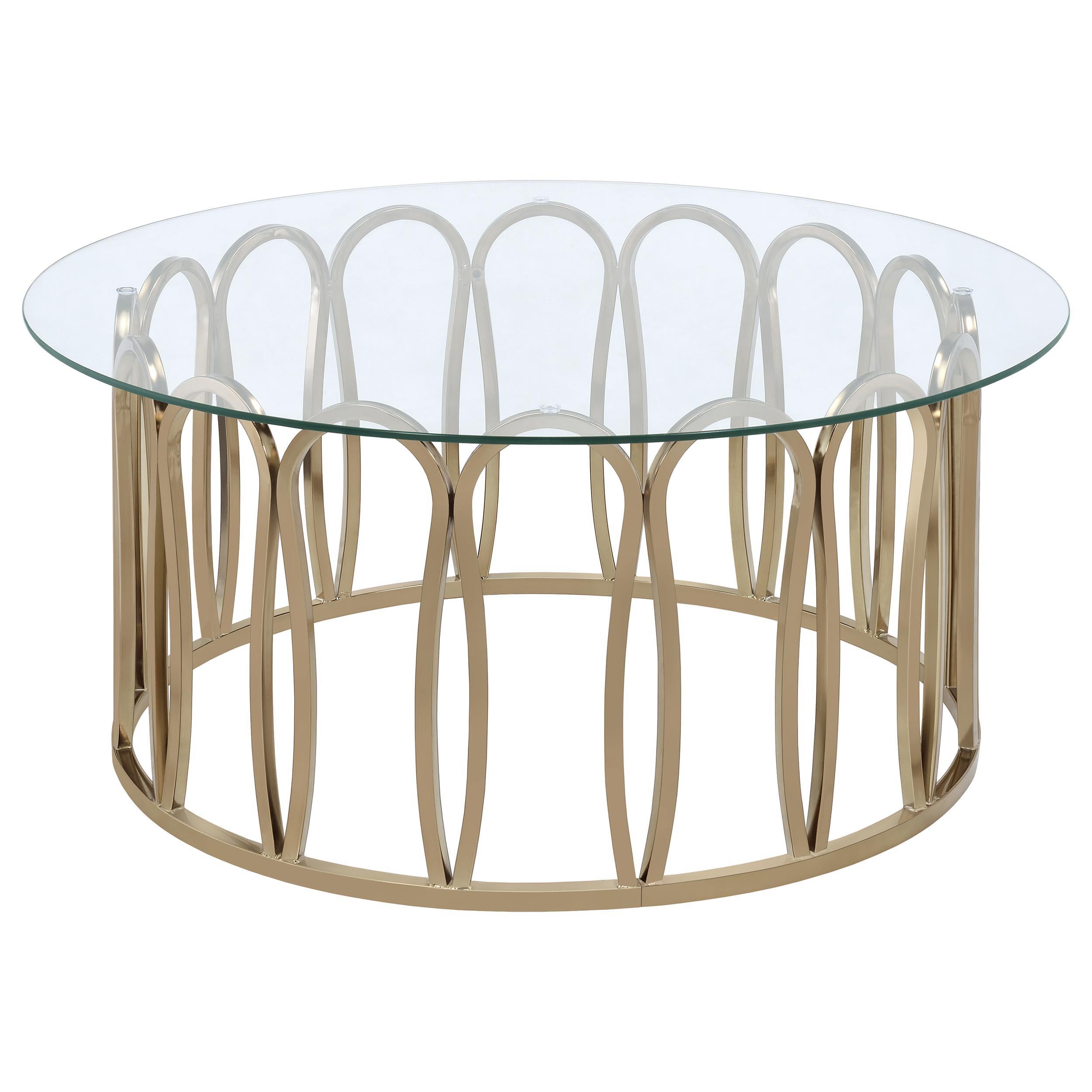 Monett Round Glass Top Coffee Table Chocolate Chrome