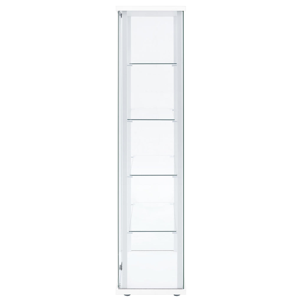Delphinium 4-Shelf Clear Glass Curio Display Cabinet White