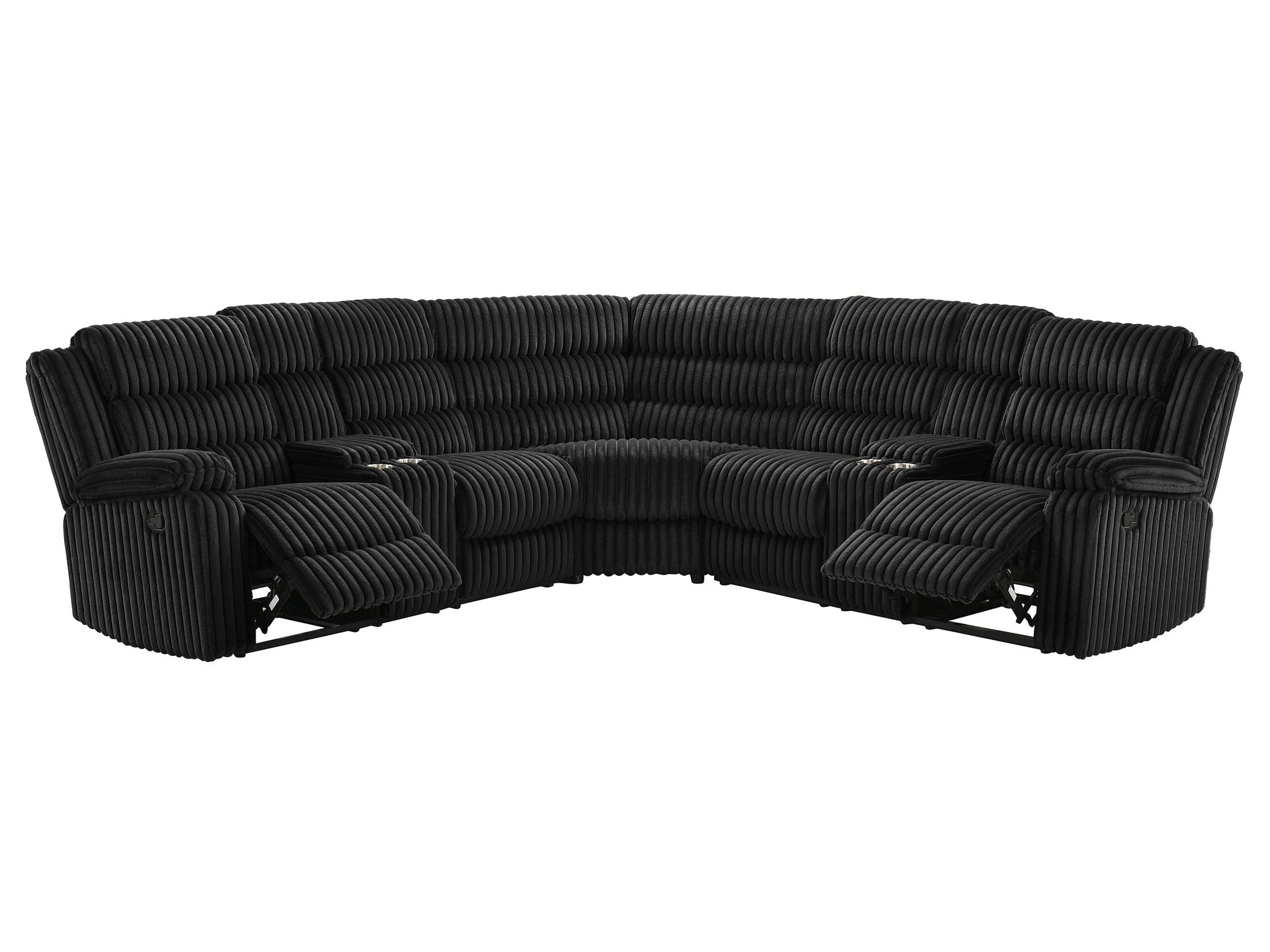 Atkinson Upholstered Reclining Sectional Sofa Black