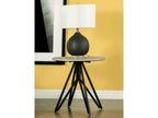 Hadi Round SmartTop Side End Table Cement and Gunmetal