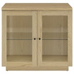 Tilbury 2-door Glass Front Accent Display Cabinet Light Oak