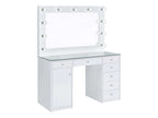 Acena 7-drawer Vanity Set with Lighting White High Gloss