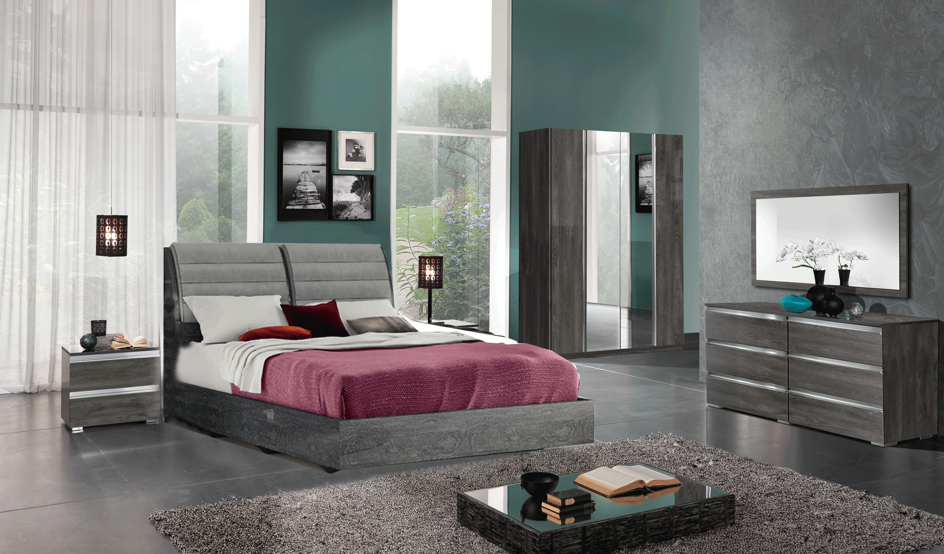 ESF Furniture - Elite 6 Piece King Bedroom Set Bed with Oxford cases - ELITEBEDK.S-6SET