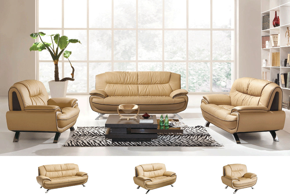 ESF Furniture - 405 3 Piece Living Room Set in Brown - 405-3SET