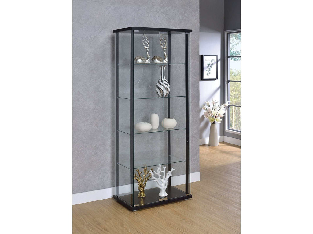 Delphinium 4-Shelf Clear Glass Curio Display Cabinet Black