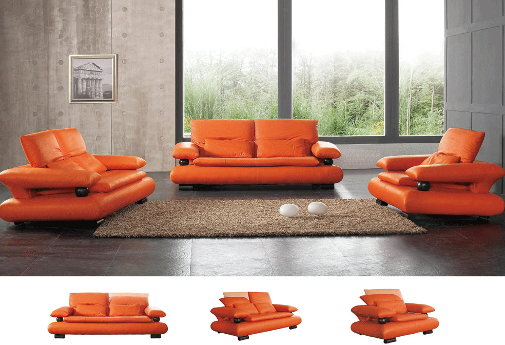 ESF Furniture - 410 2 Piece Sofa Set in Rich Orange - 410-S+L