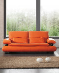 ESF Furniture - 410 Modern Leather Sofa in Rich Orange - 4103ORANGE