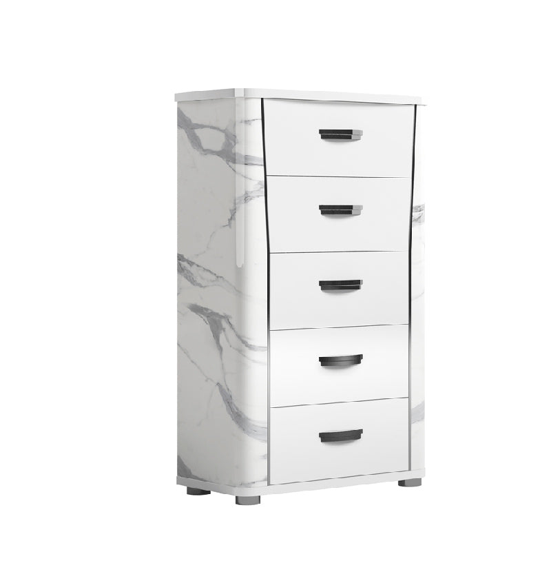 ESF Furniture - Anna 5 Piece King Bedroom Set in White-Grey - ANNASTATUSKS-5SET
