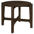 Cota Round Solid Wood Coffee Table Dark Brown