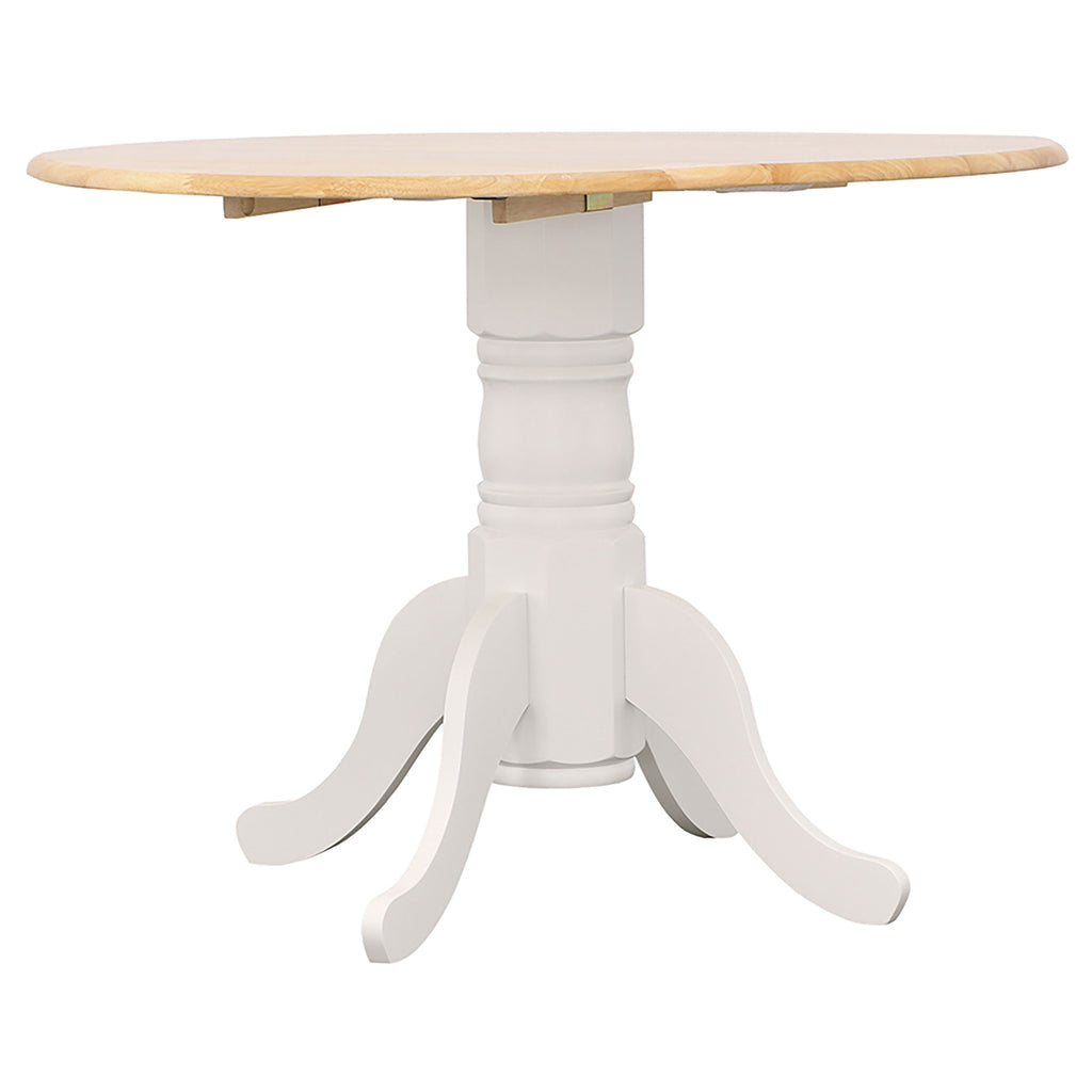 Windsor Natural Brown & White Drop Leaf Round Dining Table