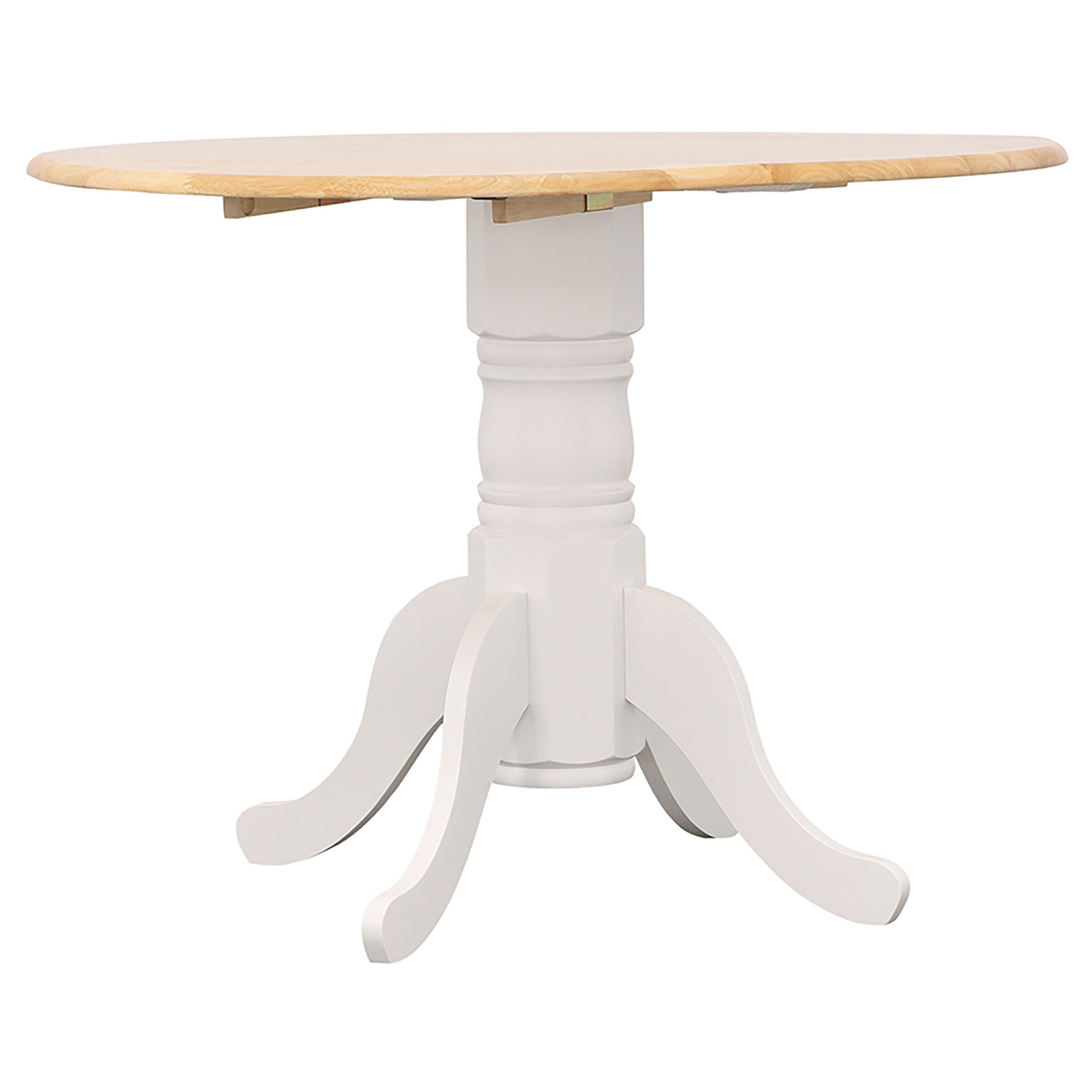 Windsor Natural Brown & White Drop Leaf Round Dining Table