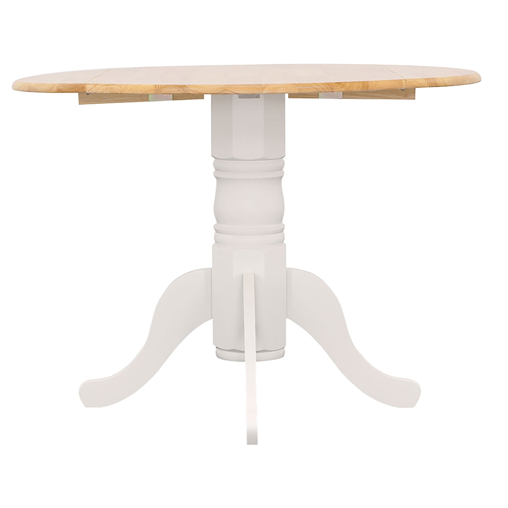 Windsor Natural Brown & White Drop Leaf Round Dining Table