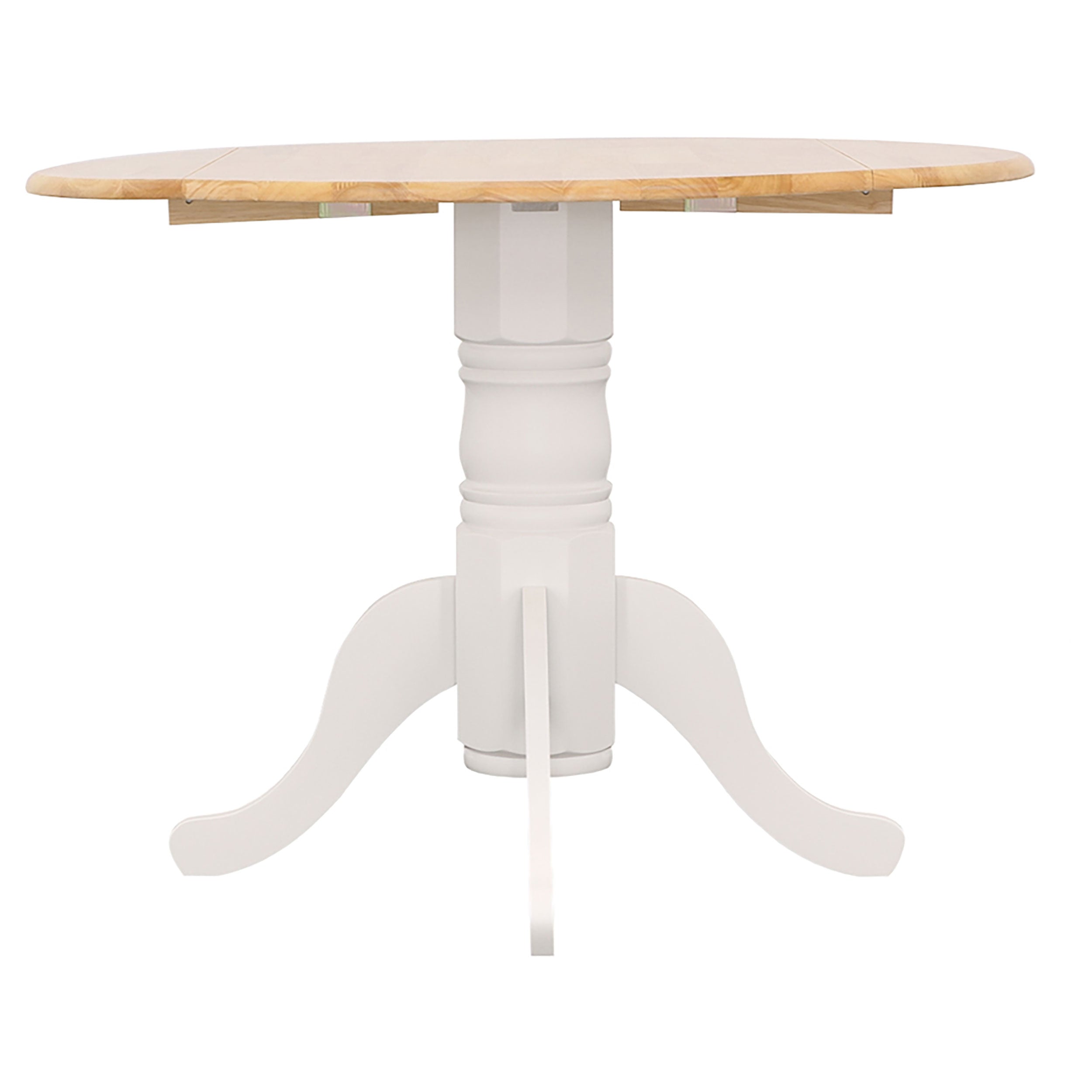 Windsor Natural Brown & White Drop Leaf Round Dining Table
