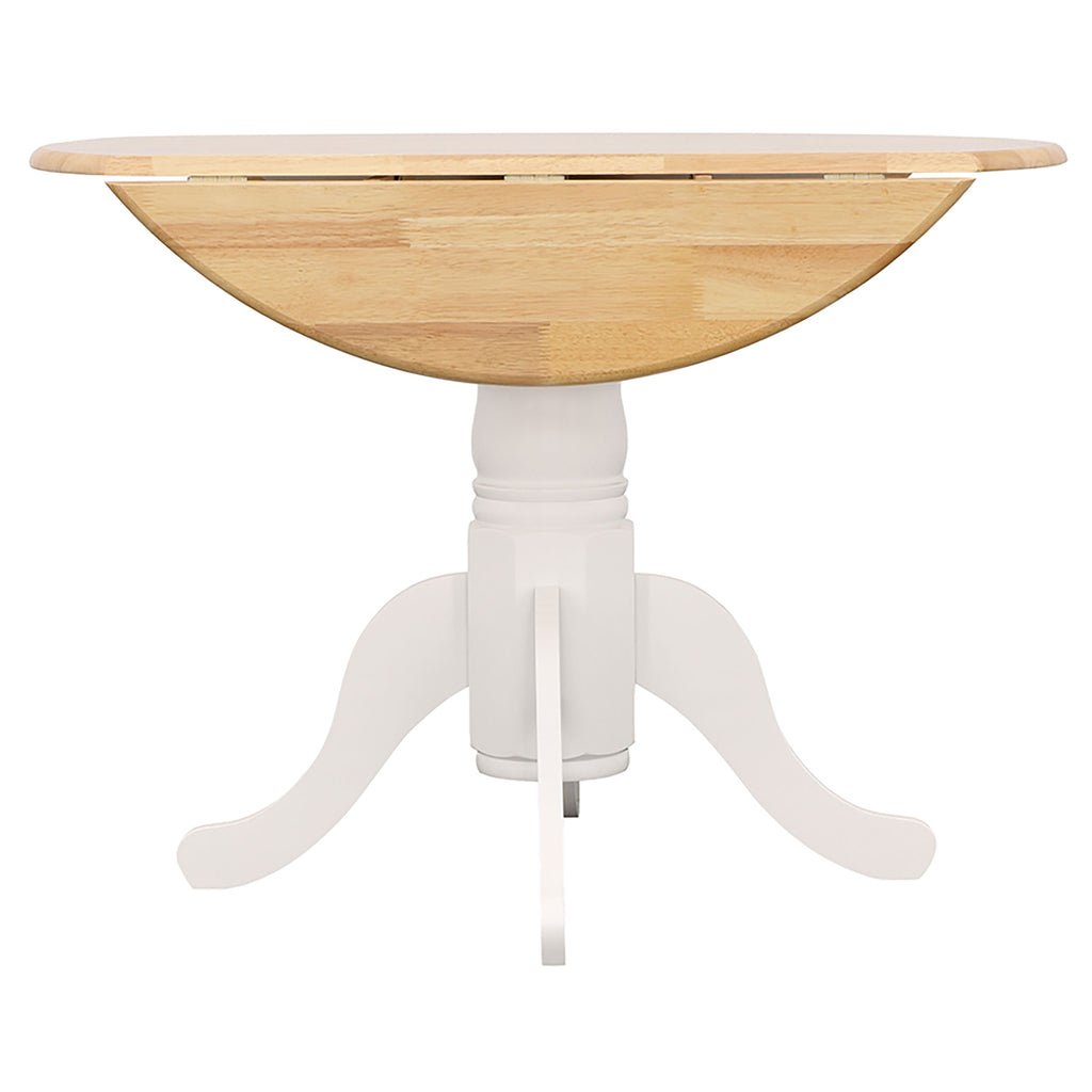 Windsor Natural Brown & White Drop Leaf Round Dining Table