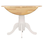 Windsor Natural Brown & White Drop Leaf Round Dining Table