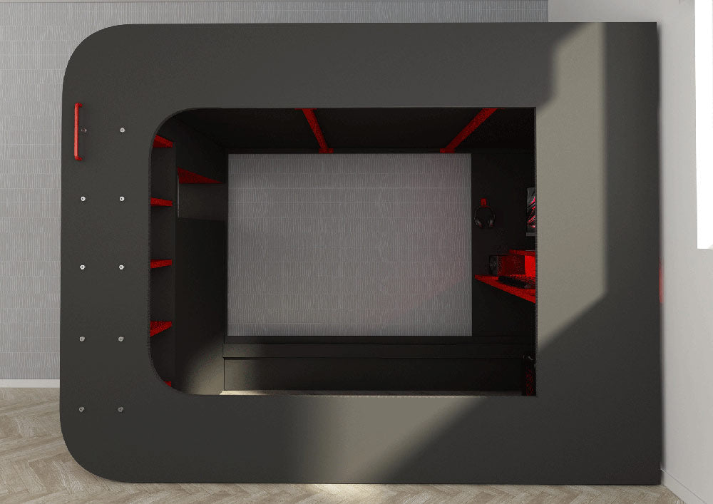 ESF Furniture - Gamer Bed 90x200 in Red & Black - GAMERBEDRED90x200