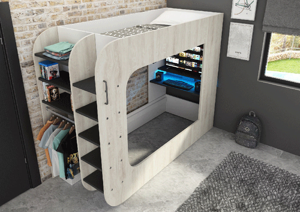 ESF Furniture - Gamer Bed 35.43" x 78.7" in Natural - GAMERBEDNATURAL