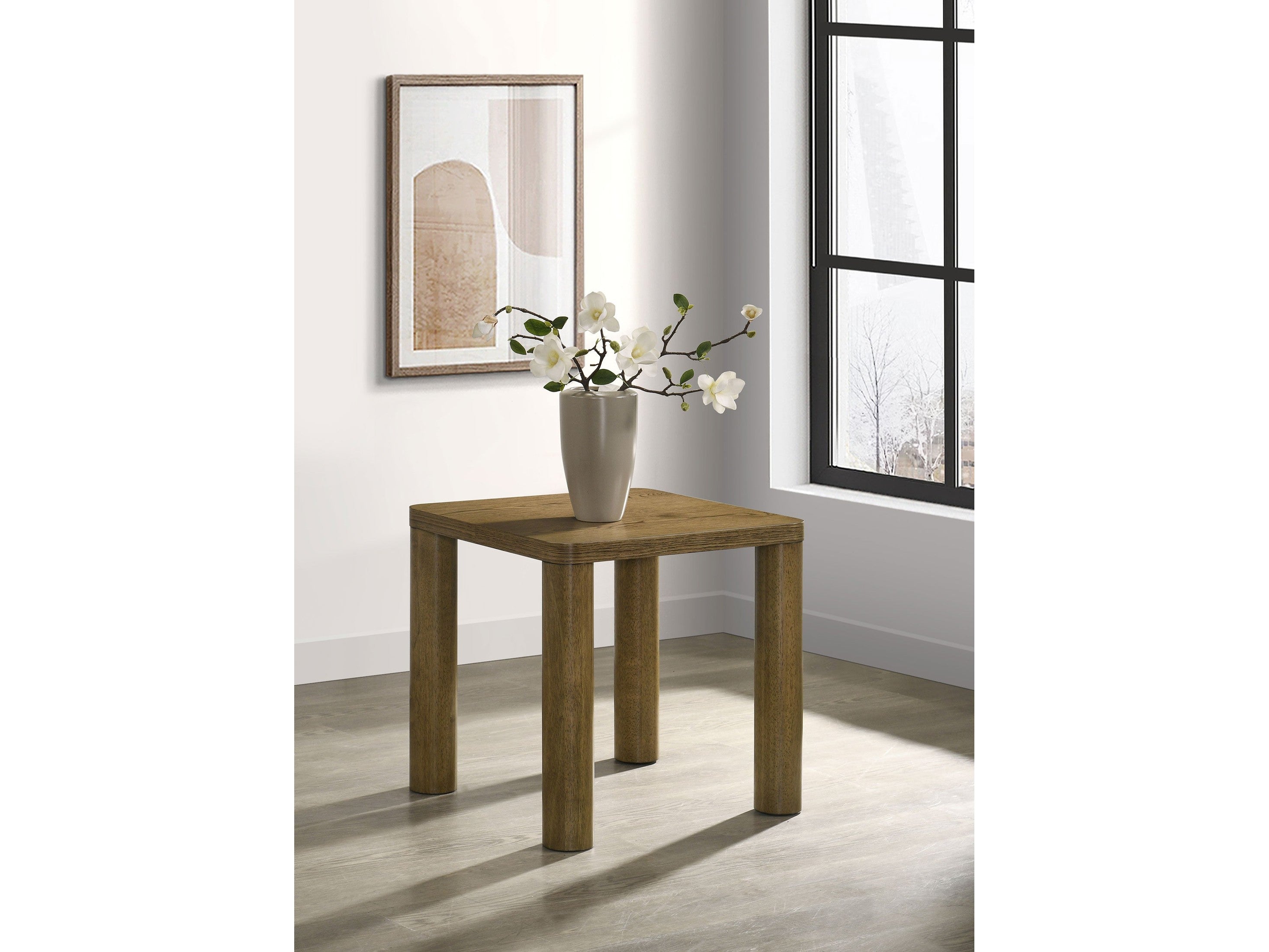 Castlewood Engineered Wood Accent Side End Table Brown Oak