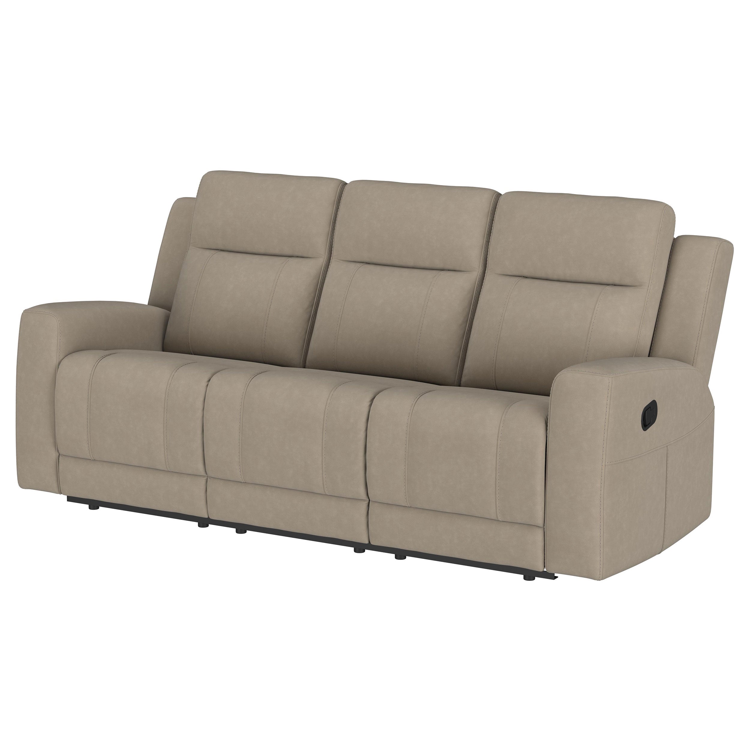 Brentwood 2-piece Upholstered Reclining Sofa Set Taupe