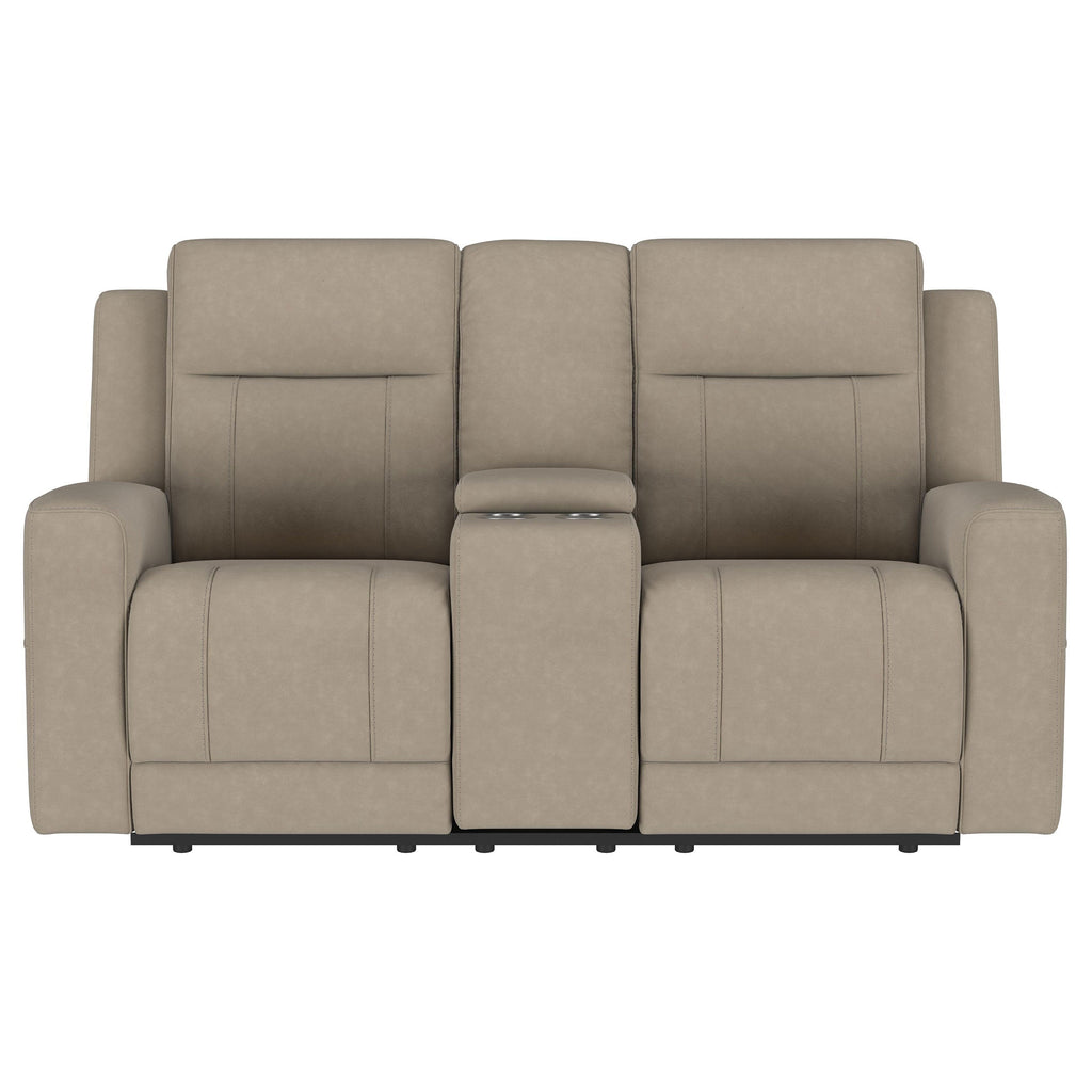 Brentwood Upholstered Motion Reclining Loveseat Taupe
