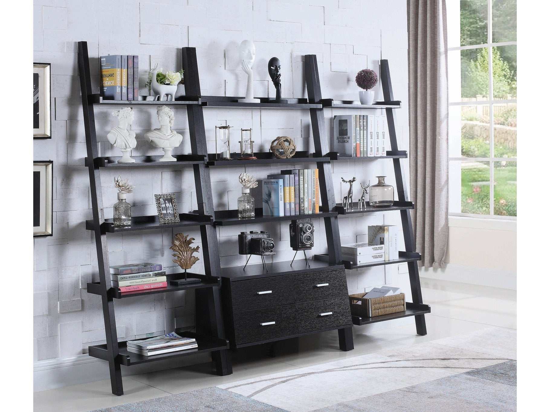 Colella 72-inch 5-shelf Storage Ladder Bookshelf Cappuccino