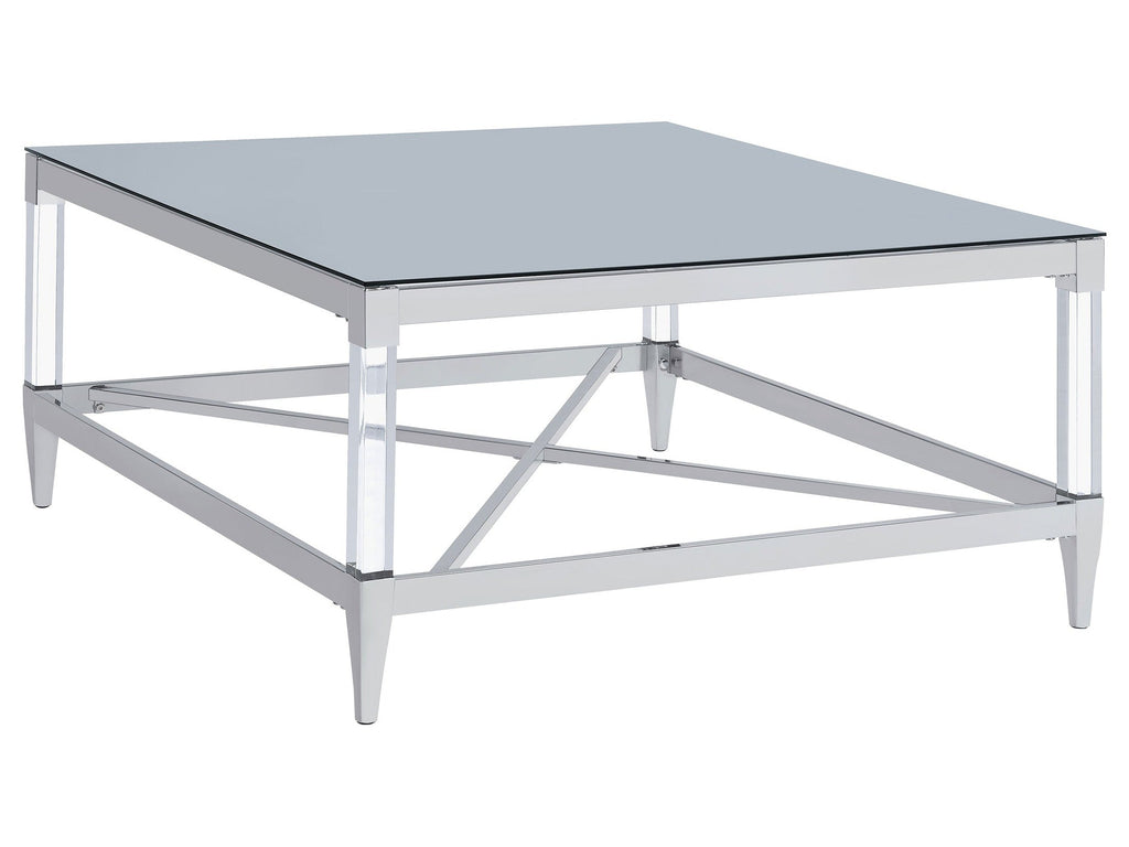 Lindley Square Tempered Mirror Acrylic Coffee Table Chrome