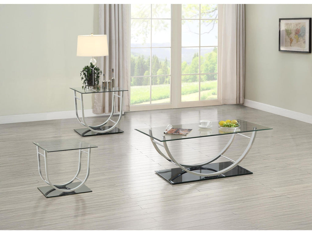 Danville Rectangular U-Shaped Glass Top Coffee Table Chrome
