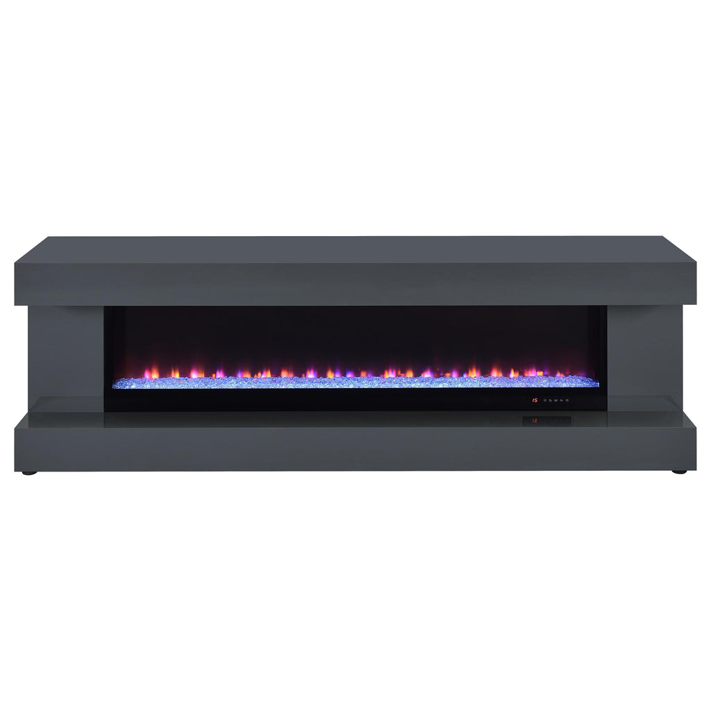 Mallory TV Stand Fireplace Console Bluetooth Speaker Black High Gloss