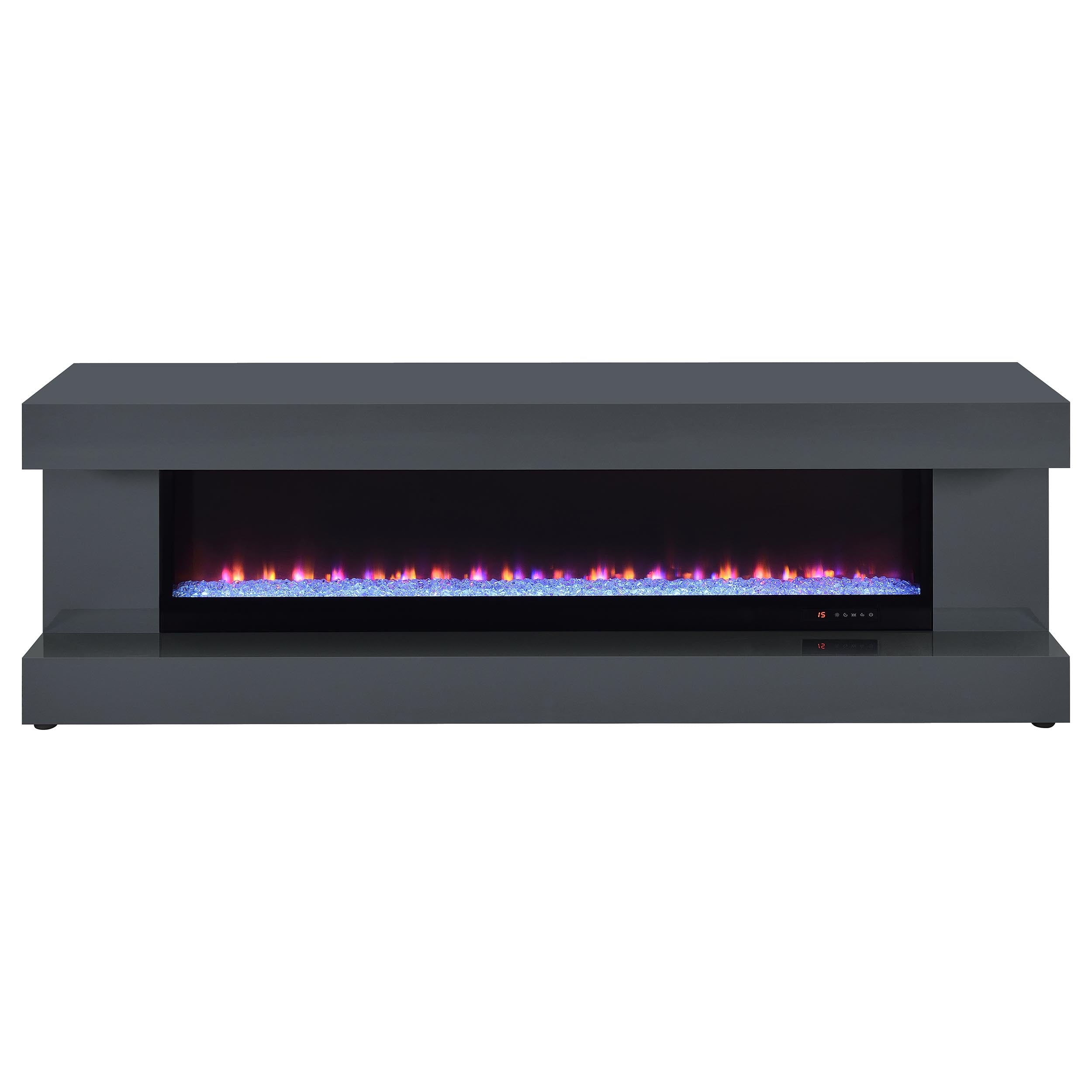 Mallory TV Stand Fireplace Console Bluetooth Speaker Black High Gloss