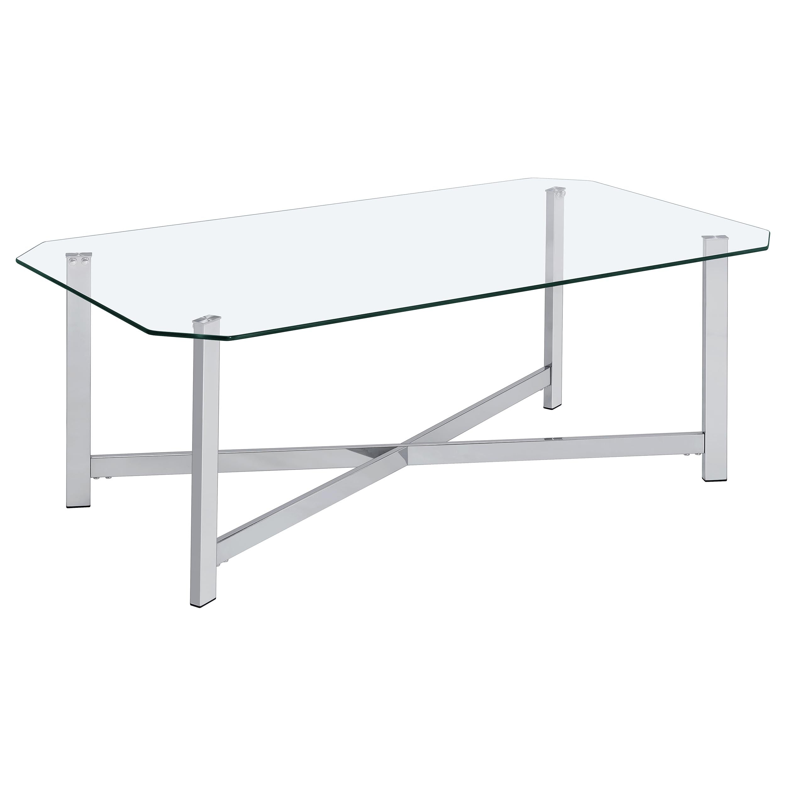 Cronin Rectangular Tempered Glass Top Cocktail Coffee Table Chrome