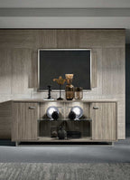 ESF Furniture - Volare 4 Door Buffet with Mirror in Grey - VOLAREBUFFETGREY-MIRROR
