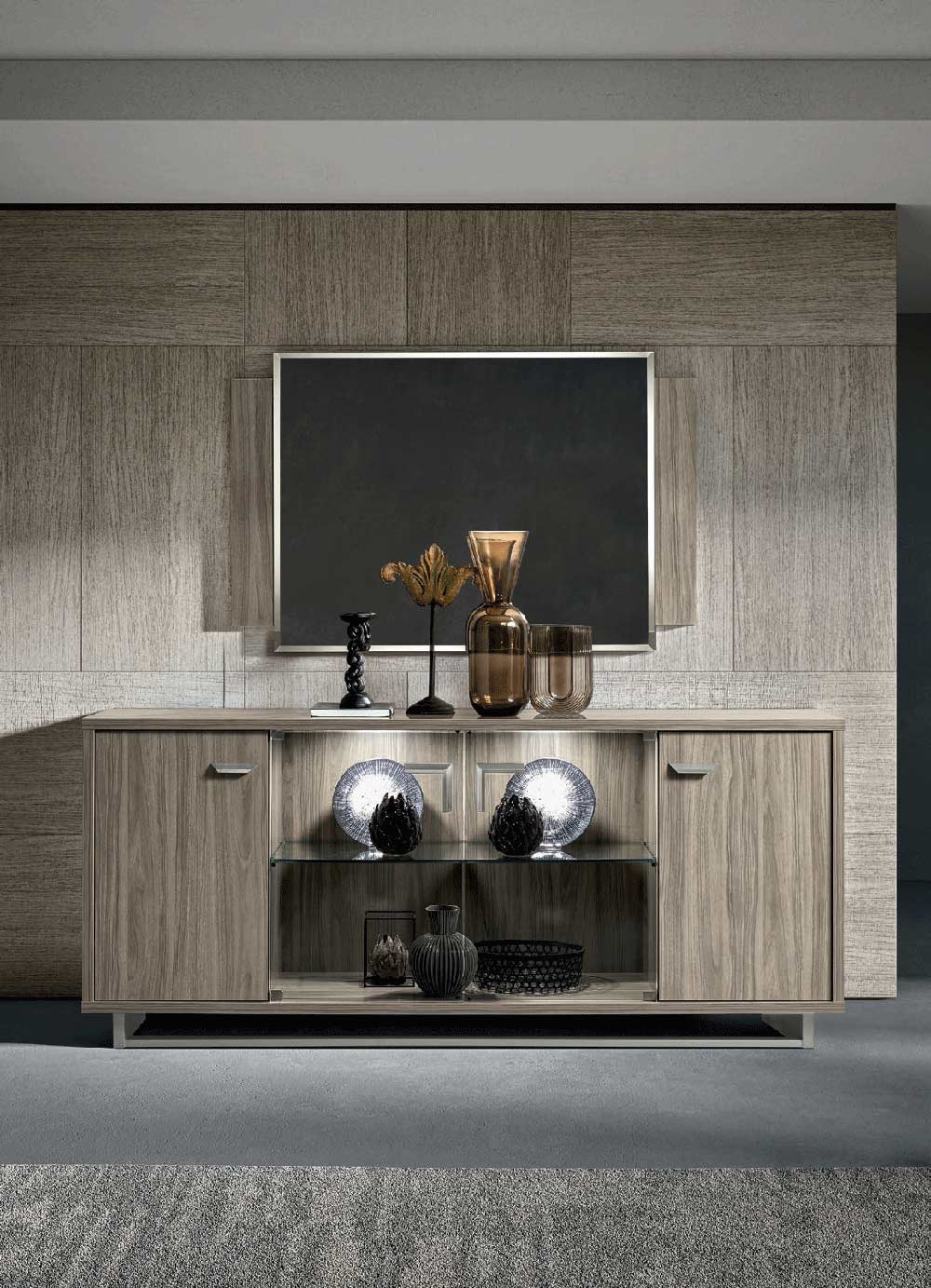 ESF Furniture - Volare 12 Piece Dining Room Set in Grey - VOLARETABLEGREY-12SET