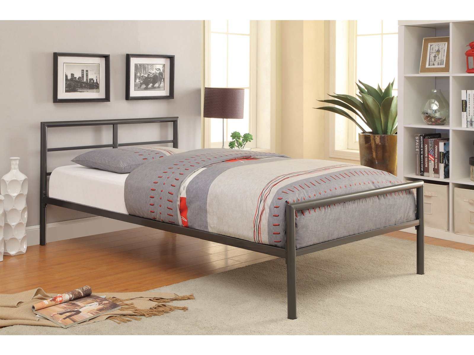 Fisher Metal Twin Open Frame Bed Gunmetal