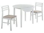 Bucknell 3-piece Round Drop Leaf Dining Table Set White