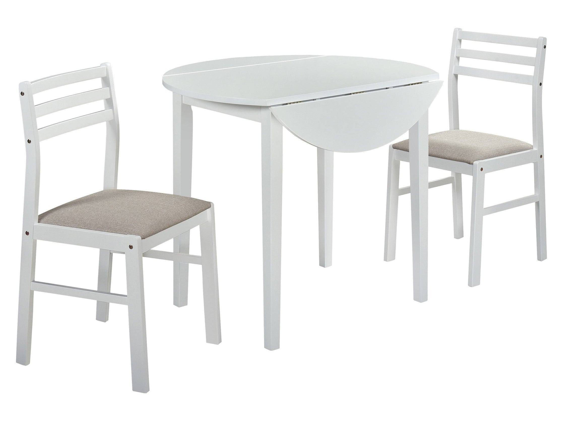 Bucknell 3-piece Round Drop Leaf Dining Table Set White